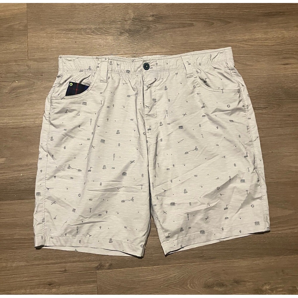 William Murray Shorts Mens 38 Gray AOP Performance Stretch Golf Chino 9.5"